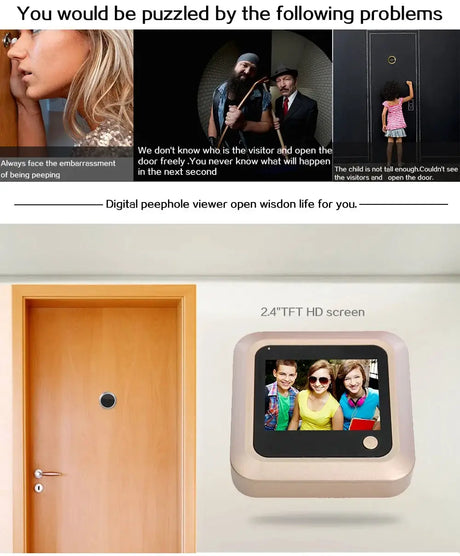 2.4’ Hidden Peephole 120° Intelligent Digital Door Viewer Monitor Take Picture Anti Cat Eye Peek Camera 240*320 visual doorbell by stepyours.com