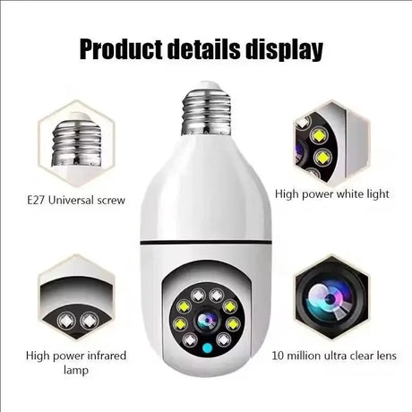 GEMODI 2.4G E27 WiFi Bulb Camera 1080P Night Vision Motion Two Way Audio - stepyours.com