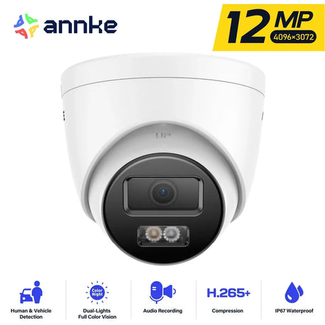 ANNKE 12MP Outdoor Dual Light PoE Security Camera IP67 Night Vision C1200 - stepyours.com