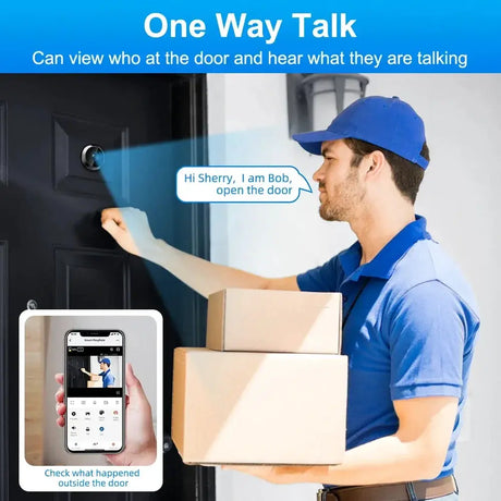 Awapow Tuya Wireless Radar Doorbell Wifi Door Peepholes Camera PIR Motion Detection 1080P Night Vision 4.3 Inch Rechargeable by stepyours.com