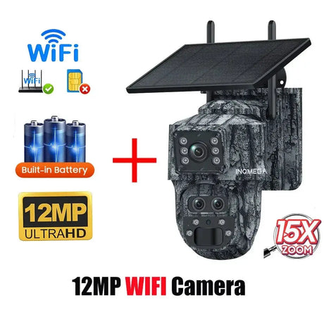 INQMEGA Solar Powered PTZ Camera 5MP 4MP WiFi 4G CCTV With Two Way Audio - stepyours.com