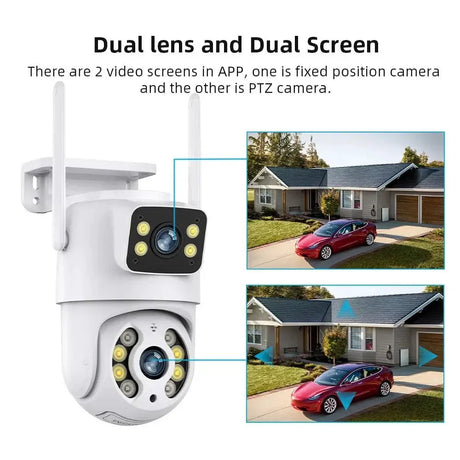 Tuya 8MP WiFi PTZ IP Camera With Dual Lens And Dual Screen Night Vision Outdoor - stepyours.com