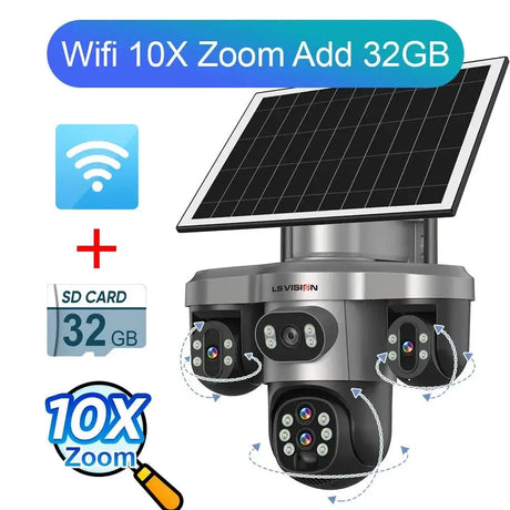 LS Vision 20MP Solar WiFi Surveillance Camera V380 Pro 10X Optical Zoom Outdoor - stepyours.com