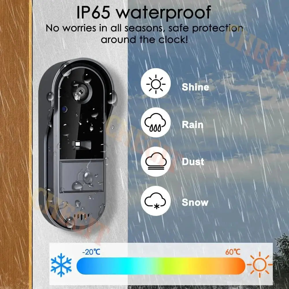 Wireless Wifi Doorbell Camera 1080P Video Intercom Doorbell Waterproof 4.3in IPS Screen Home Security Door Bell IR Night Vision by stepyours.com