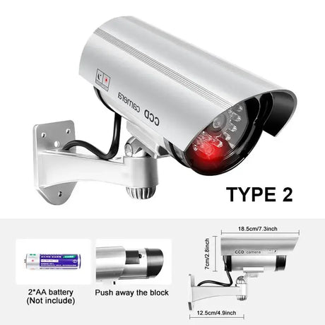 Dummy Security Camera Waterproof Indoor Outdoor Red LED Flashing No Wiring - stepyours.com