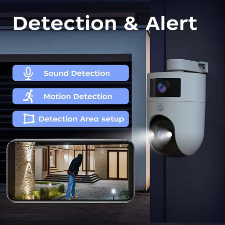 JOOAN 4K Outdoor 5G Wifi Surveillance Camera Dual Lens Auto Tracking PTZ CCTV - stepyours.com