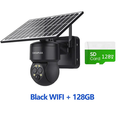 Shiwojia 4G Sim Solar Camera With WiFi 6W Dual Lens 12X Zoom