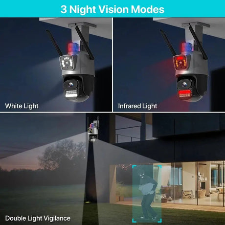 Outdoor WiFi PTZ Camera 8MP Dual - Lens 4K AI Tracking Dual Screen Night Vision - stepyours.com