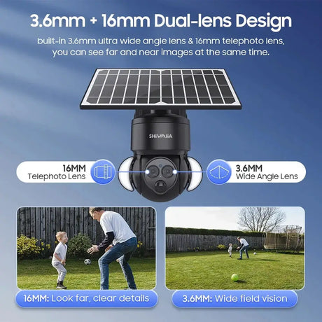 Shiwojia 6MP Solar Camera With 4G Sim Card Outdoor 12X Zoom