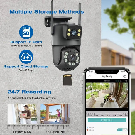 Icsee 8MP WiFi PTZ CCTV Camera Dual Screen Auto Tracking Night Vision Outdoor - stepyours.com