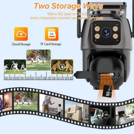 WONSDAR Dual Lens PTZ WiFi Camera Outdoor AI Security iCSee.add Hooks - stepyours.com