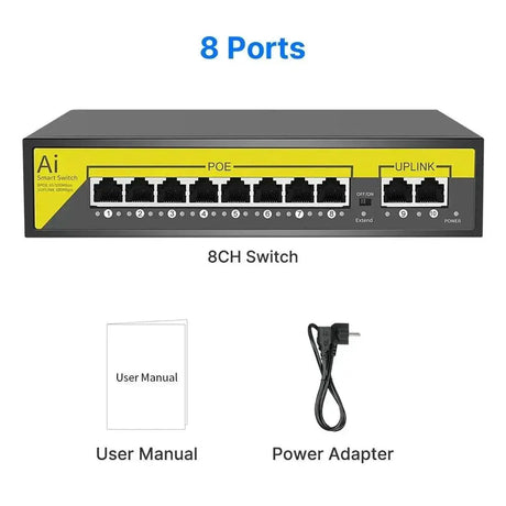 Hiseeu 48V PoE Switch for Surveillance Network Solutions