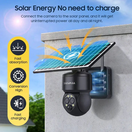 Shiwojia 4G Sim Solar Camera With WiFi 6W Dual Lens 12X Zoom