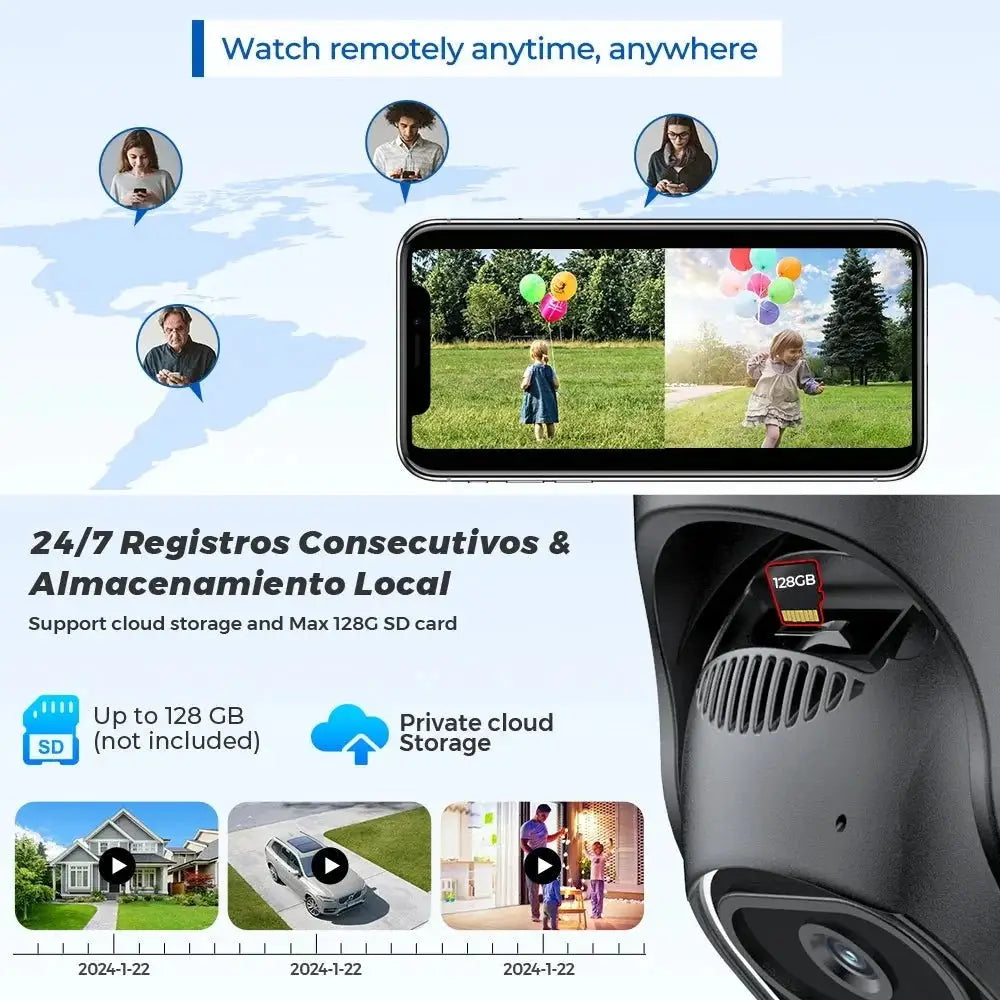12MP 6K PTZ WiFi Camera with 8X Digital Zoom Outdoor Night Vision CCTV ICSEE - stepyours.com