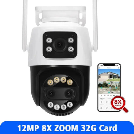 ASECAM 12MP 6K WiFi Outdoor Camera - AI Tracking, 8X Zoom, Dual Screen - stepyours.com