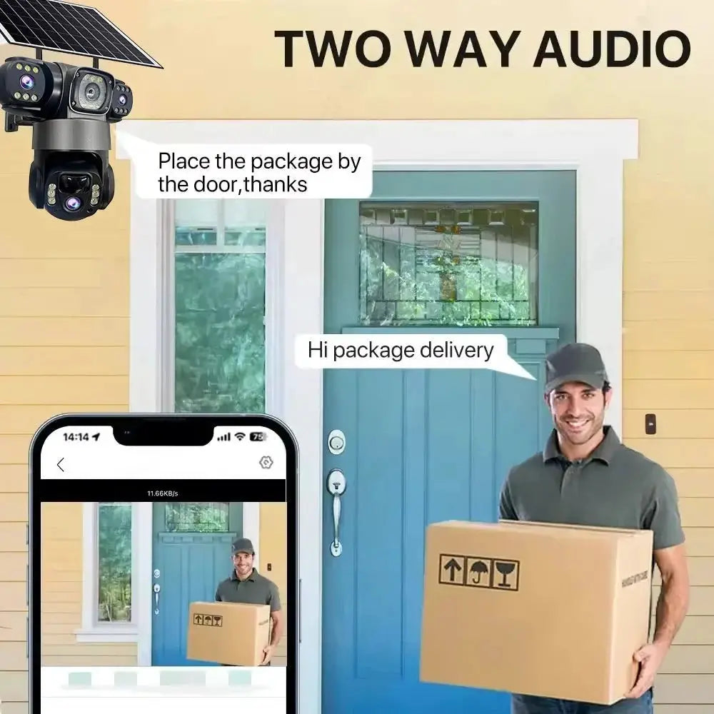 2 Pack Outdoor Security Camera System - 15MP Triple Lens 4G Solar Auto Tracking - stepyours.com