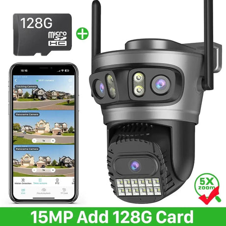 20MP PTZ WiFi Surveillance Camera 4 Lens 10X Zoom Outdoor Night Vision - stepyours.com