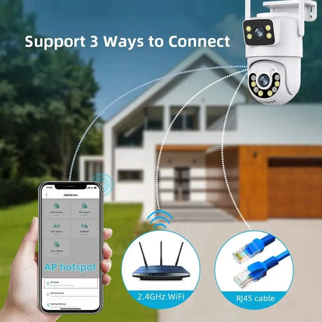 Outdoor Wireless Security IP Camera 4K 8MP Dual Lens - AI Auto Tracking - stepyours.com