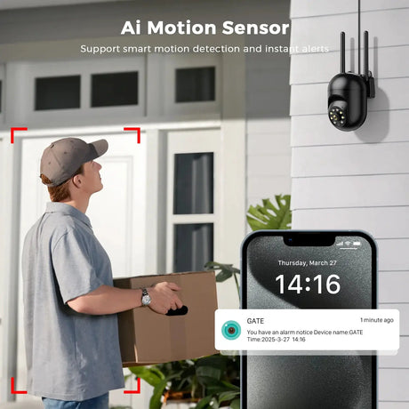 Mini PTZ WiFi Camera 4MP 2K ICsee Surveillance 5X Digital Zoom HD Night Vision - stepyours.com