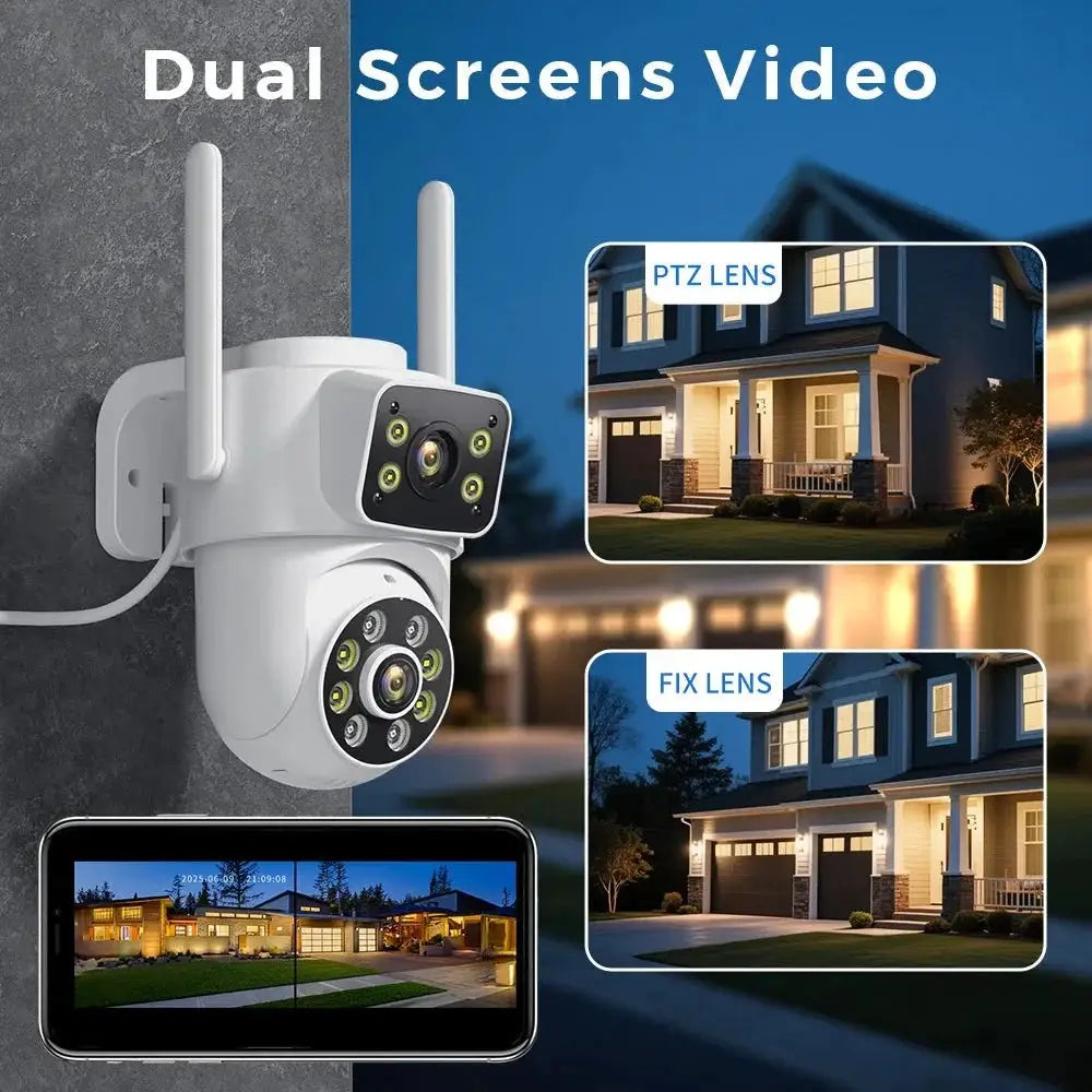 BESDER 8MP WiFi PTZ Outdoor Camera - With AI Human Detection Dual Screens - stepyours.com