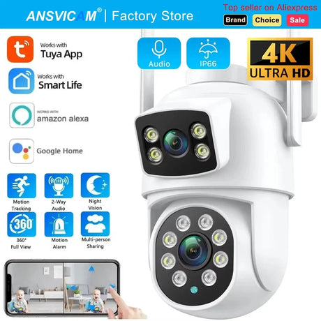 8MP Tuya WiFi PTZ Outdoor Security Camera With AI Auto Tracking Alexa ONVIF - stepyours.com