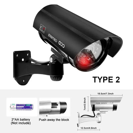 Dummy Security Camera Waterproof Indoor Outdoor Red LED Flashing No Wiring - stepyours.com