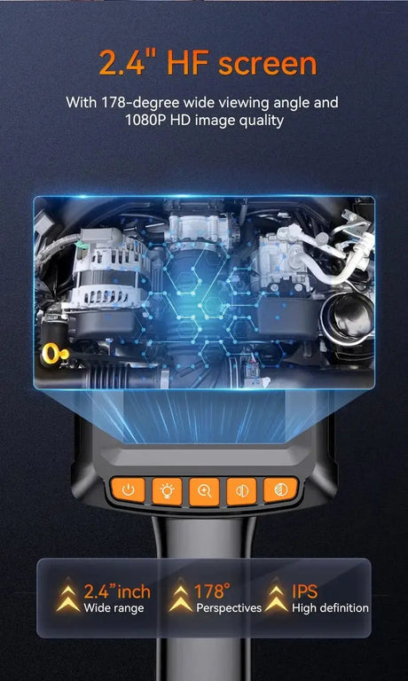 Industrial Endoscope Camera 2.4 Inch IPS LCD 1080P IP67 Waterproof Borescope - stepyours.com