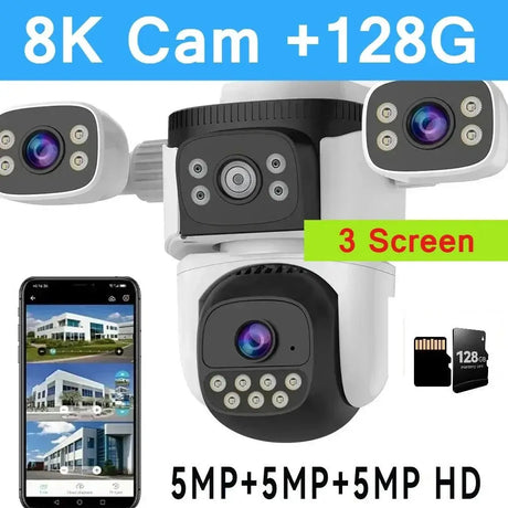 Outdoor WiFi PTZ CCTV Camera With 5X Zoom Four Lens Night Vision - stepyours.com