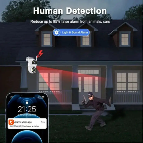 Sherway 4K 8MP Tuya Dual - Lens Outdoor PTZ Camera - AI Tracking and Smart Home - stepyours.com
