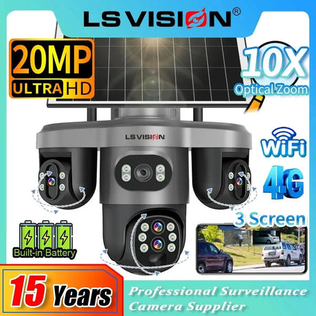 LS Vision 20MP Solar WiFi Surveillance Camera V380 Pro 10X Optical Zoom Outdoor - stepyours.com