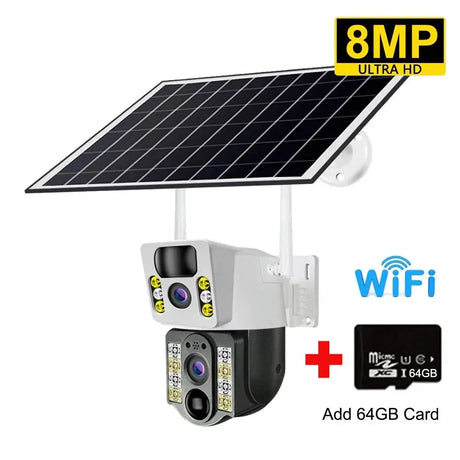V380 Pro Solar 8MP 4K Wireless Camera - Dual Lens, 4G PIR Night Vision - stepyours.com
