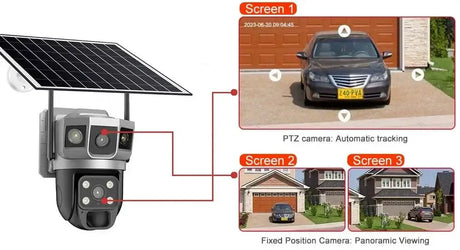 V380 Pro Solar Wifi Outdoor PTZ Dual Lens Camera Auto Tracking Hooks - stepyours.com