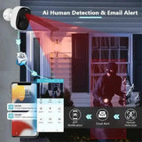 NOCCLIL Wireless Outdoor Security Camera 2K Battery Powered IP66 Weatherproof - stepyours.com