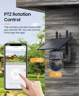 INQMEGA Solar PTZ Camera 5MP 4MP Wireless 4G SIM Outdoor Use