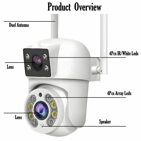 Tuya 8MP WiFi PTZ IP Camera With Dual Lens And Dual Screen Night Vision Outdoor - stepyours.com