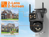 WONSDAR Three Screen WIFI IP Camera Outdoor - Dual Lens AI Human Detection Hooks - stepyours.com
