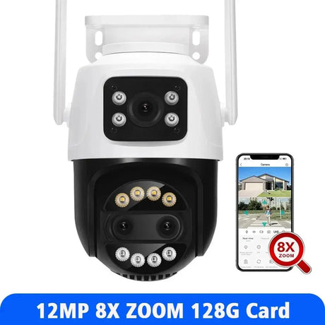ASECAM 12MP 6K WiFi Outdoor Camera - AI Tracking, 8X Zoom, Dual Screen - stepyours.com