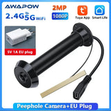 Awapow Tuya Door Peephole Viewer Smart Wifi Video Doorbell 2.4G/5G Mini Camera 170° Angle Night Vision 1080P Motion Detection by stepyours.com