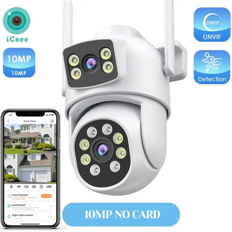 12MP Outdoor WiFi Camera - With 3 Lens PTZ AI Tracking For ICSEE App - stepyours.com