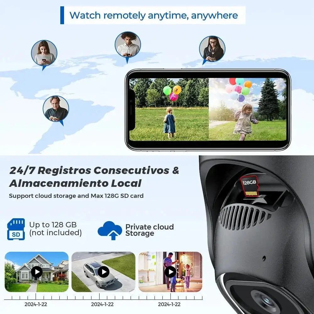 Outdoor WiFi PTZ Camera 8x Optical Zoom Three Lens Dual Screen CCTV IP - stepyours.com