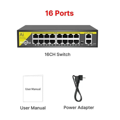 Hiseeu 48V PoE Switch for Surveillance Network Solutions