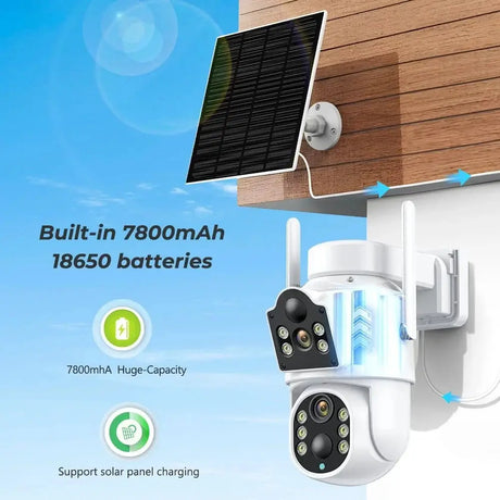 Solar IP Camera Dual Lens PTZ WiFi Outdoor Security Camera 8MP Solar Powered - stepyours.com