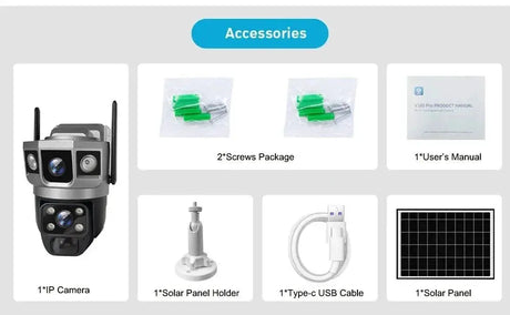 V380 Pro Solar Wifi Outdoor PTZ Dual Lens Camera Auto Tracking Hooks - stepyours.com