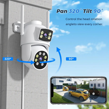 BESDER 10MP Dual - Lens Outdoor WiFi IP Camera - Auto - Tracking and Night Vision - stepyours.com