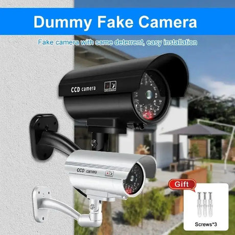 Dummy Security Camera Waterproof Indoor Outdoor Red LED Flashing No Wiring - stepyours.com
