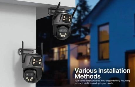 6K 9MP Outdoor Tri - Lens WiFi IP Camera - Auto Tracking And Dual Screen - stepyours.com