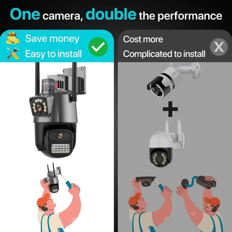 Outdoor WiFi PTZ Camera 8MP Dual - Lens 4K AI Tracking Dual Screen Night Vision - stepyours.com