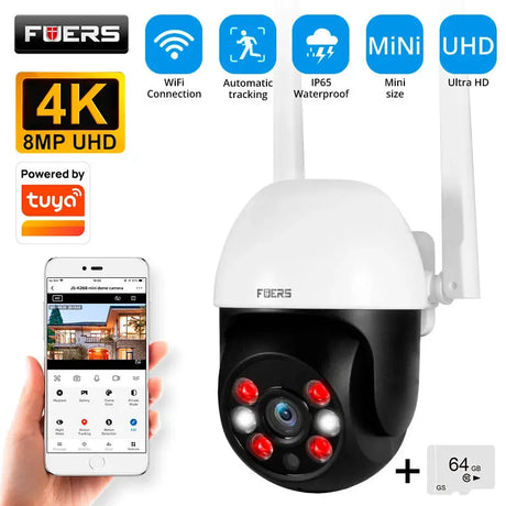 Fuers 8MP 4K IP Camera Outdoor Home Security Auto Tracking AI Human Detection WIFI CCTV Surveillance Camera Work With Tuya Smart by stepyours.com