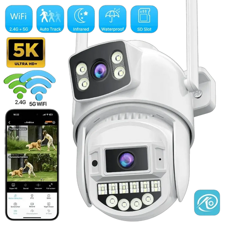 8MP 4K PTZ WiFi Camera - Dual Lens With Dual Screen AI Tracking Surveillance - stepyours.com