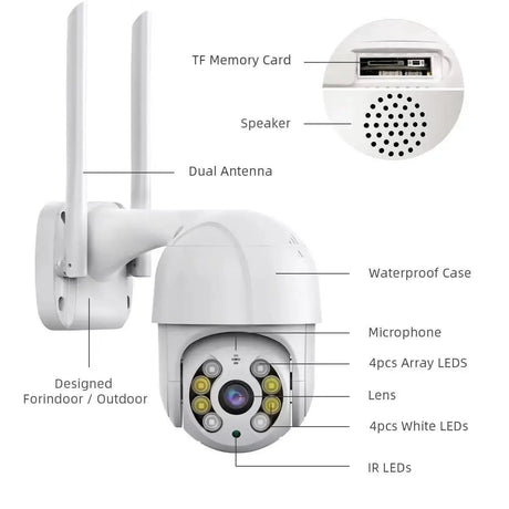 8MP 4K PTZ Camera AI Auto Tracking Color Night Vision Outdoor WiFi IP Cam - stepyours.com